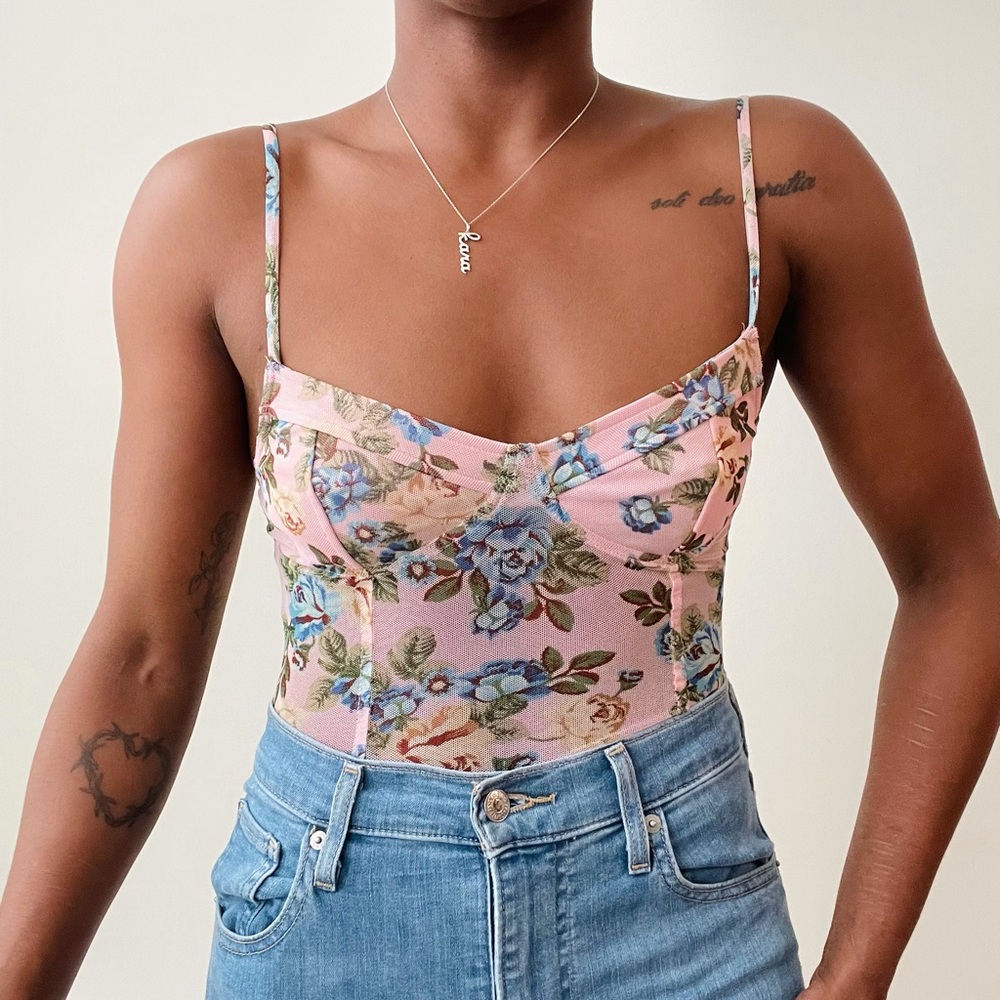 Floral mesh bodysuit